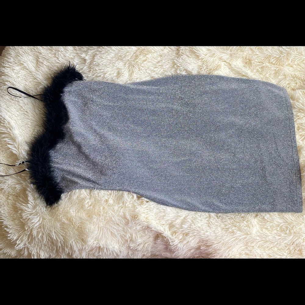 Spice girl Y2K silver feather dress!